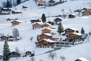 Hillside chalets of the Swiss Alps
